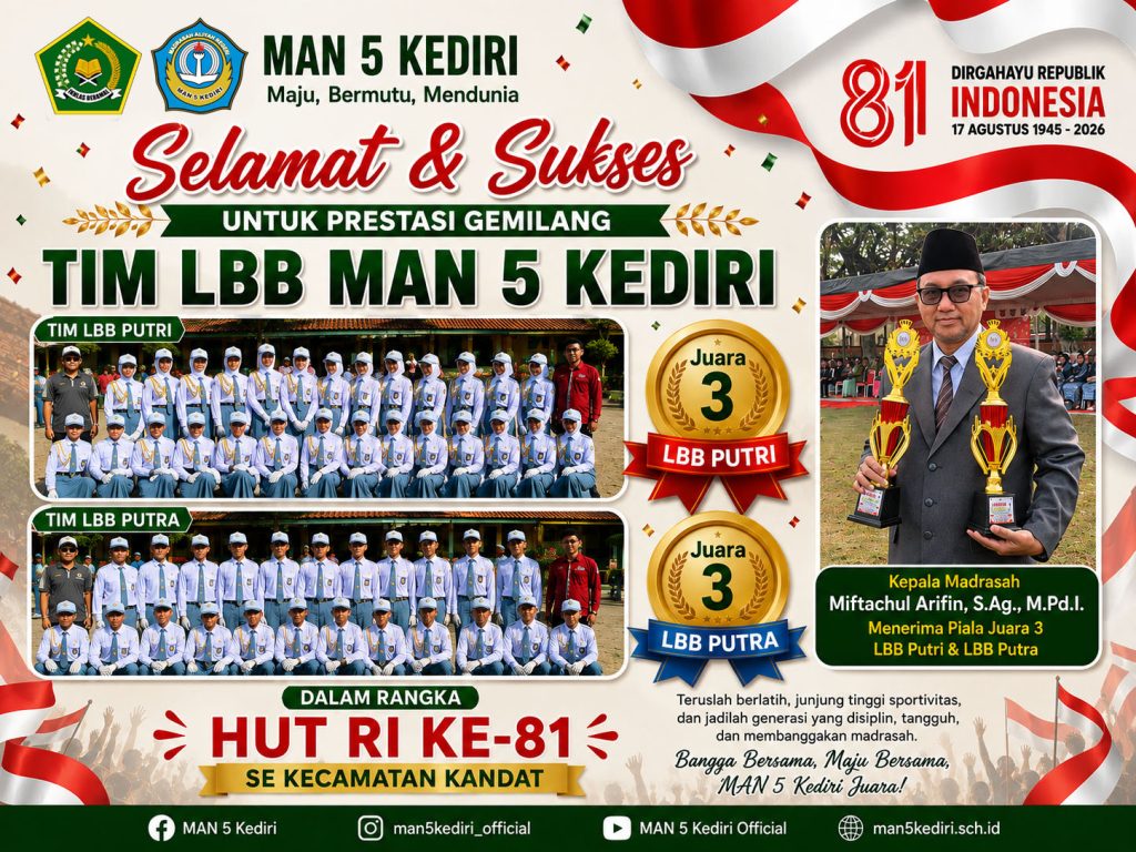 Tim LBB MAN 5 Kediri Raih Juara 3 Putri dan Putra pada HUT RI ke-81 se-Kecamatan Kandat Tim LBB MAN 5 Kediri Raih Juara 3 Putri dan Putra pada HUT RI ke-81 se-Kecamatan Kandat