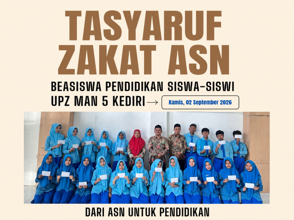 Zakat ASN MAN 5 Kediri Disalurkan untuk Beasiswa Pendidikan Siswa